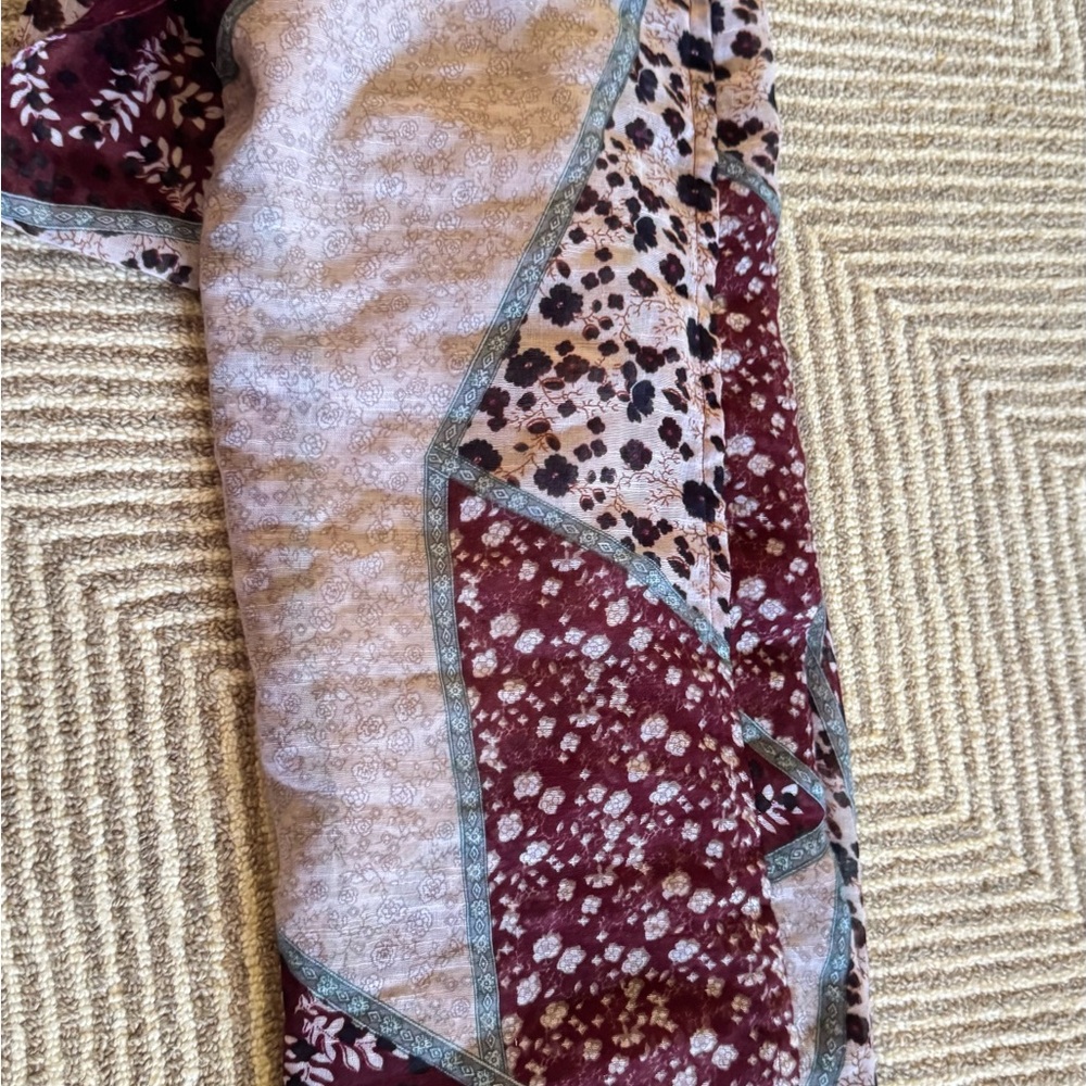 Julia Maroon And Beige Patterned Infinity Scarf - image 8